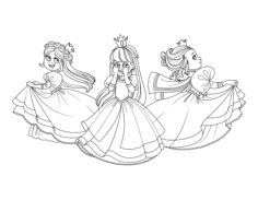 Princess Playing Princesses Kids Coloring Pages Pdf, Free Vectors File